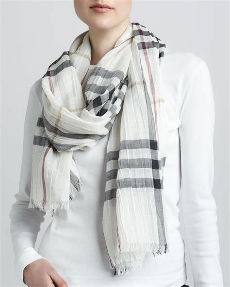 giant check gauze scarf burberry|Burberry Giant Check Gauze Scarf .